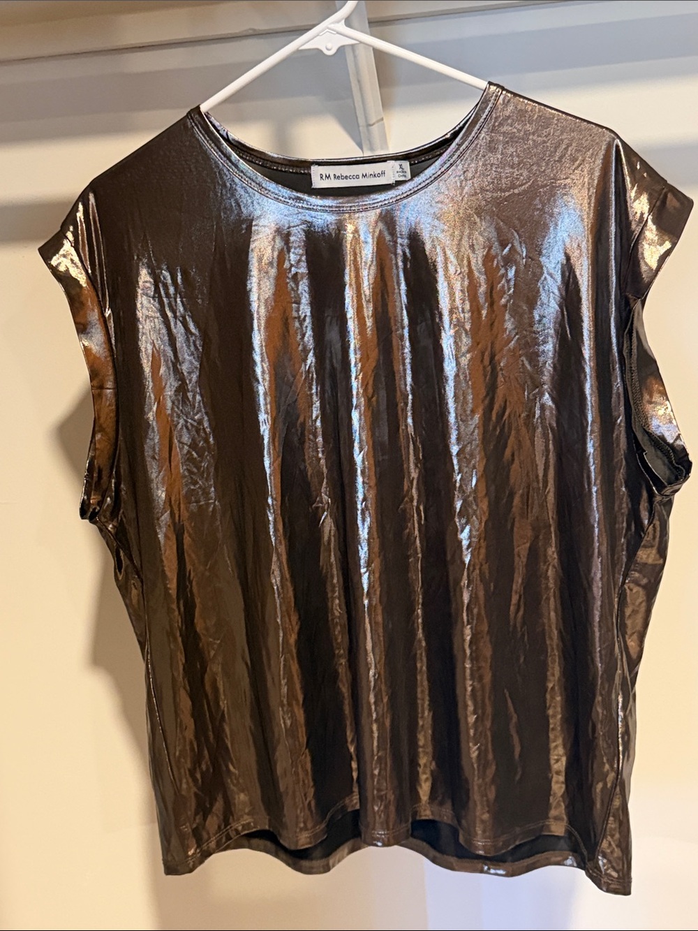 Rebecca Minkoff Shiny Bronze Short Sleeve Tee